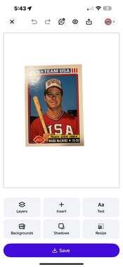 1992 Topps Dairy Queen Team USA Mark McGwire #1 of 33